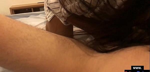 Blowjob from his Thai teen girlfriend who likes to suck